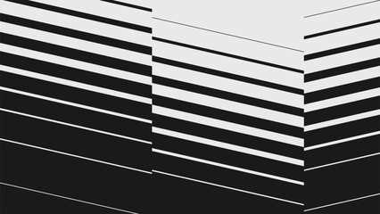 Abstract modern art in brutalism style, Postmodern geometric ornament, dynamic diagonal transition vector oblique line halftone gradation texture, thin to thick stripe vanish backdrop