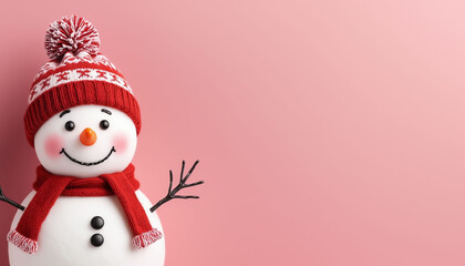 Fototapeta premium Continuous Line Snowman and Winter Hat