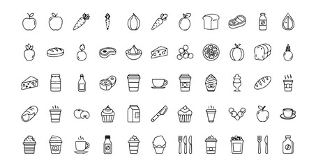 Food line art icon bundle illustration