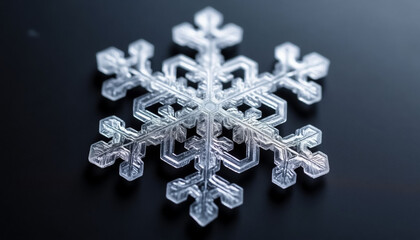 Single Snowflake Macro Photo Dark Background