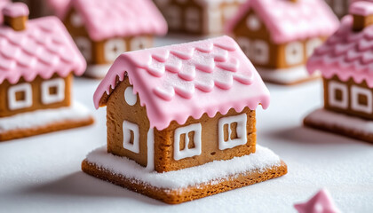 Gingerbread Houses with Pink Roof