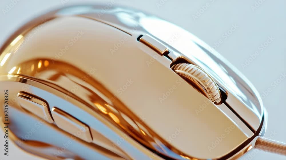 Poster a close-up shot of a computer mouse on a desk, useful for depicting technology and computing concept