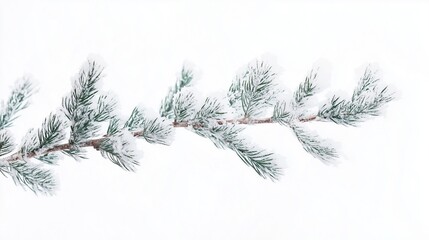 Obraz premium Branch of a fir tree. A spruce sprig with white winter evergreens. Background transparent transparent surface clear. A limb of a fir tree lifestyle.