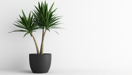 Yucca Elephantipes In A Pot Against A White Background - A Stunning Indoor Potted Plant With Long, Sword-Like Leaves. Peaceful And Elegant.
