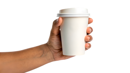 hand holding a cup of coffee isolated on transparent background png