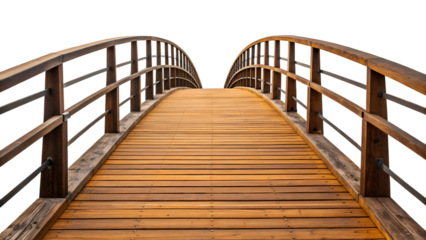 old wooden bridge isolated on transparent background PNG