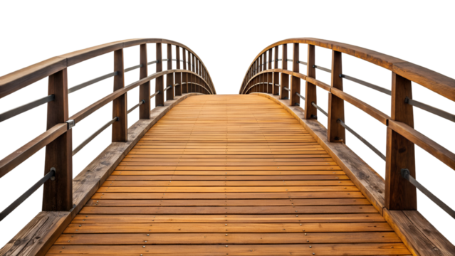 old wooden bridge isolated on transparent background PNG