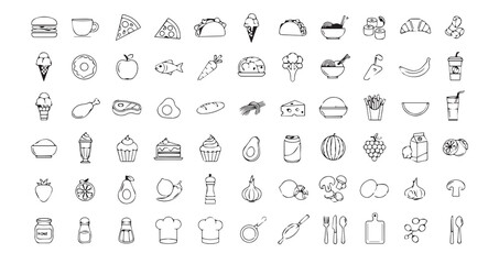 Food line art icon bundle illustration