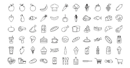 Food line art icon bundle illustration