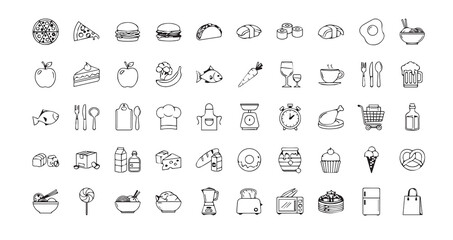 Food line art icon bundle illustration