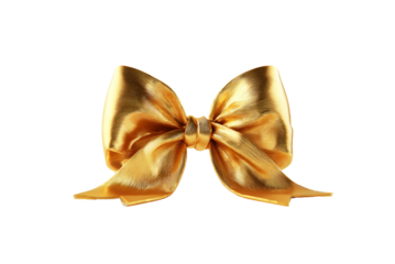 gold bow on transparent background