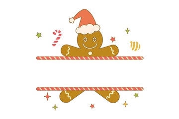 Gingerbread man wearing a santa hat isolated on transparent background, perfect for christmas holiday season
