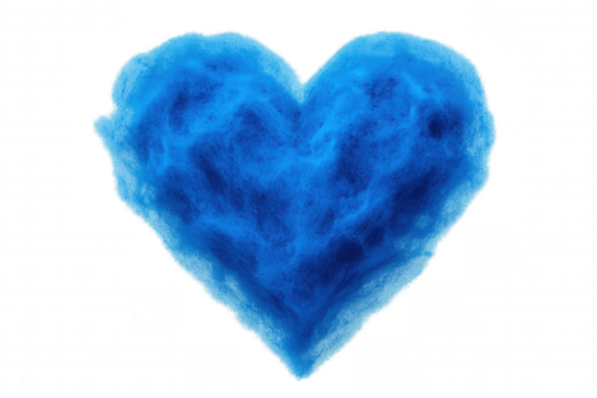 Soft azure heart swirling from misty smoke, floating against transparent backdrop, symbolizing romantic valentine sentiment