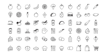 Food line art icon bundle illustration