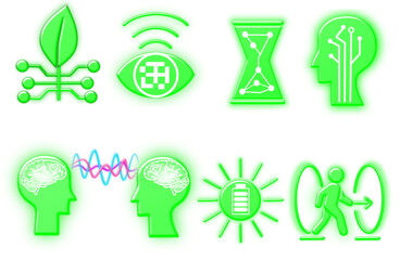 Futuristic technology minimal line icons set vector