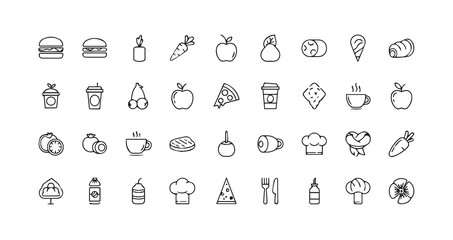 Food line art icon bundle illustration