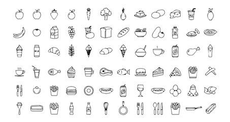 Food line art icon bundle illustration