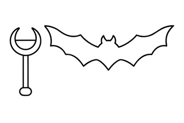 one line vector illustration of a spooky key with