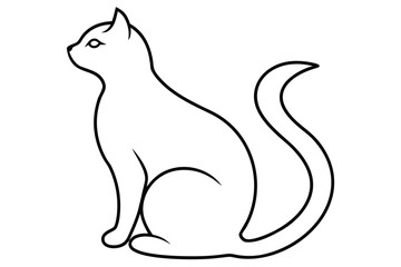 one line vector illustration of a sitting cat with