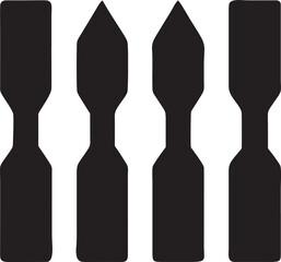 Abstract Black and White Picket Fence Illustration Four Repeating Vertical Elements With Varied Pointed and Rectangular Shapes Striking Visual