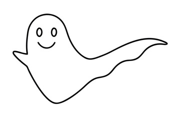 one line vector illustration of a ghost floating