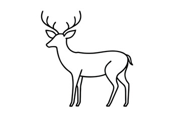 one line vector illustration of a deer with antler