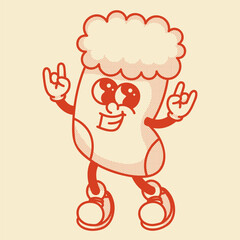 Festive christmas stocking character contour vector retro illustration holiday home decor