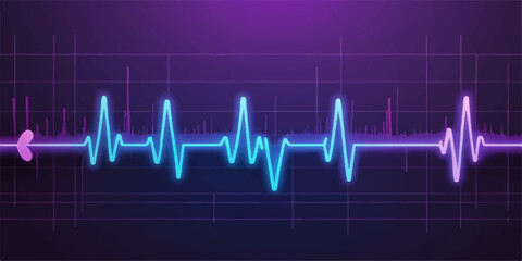Medical monitor showing an ECG electrocardiogram wave graph of a person's heartbeat pulse
