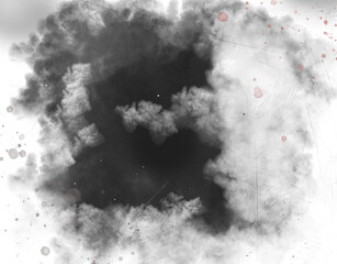 Dark Abstract Smoke Cloud with Red Splatters black isolated on a transparent background