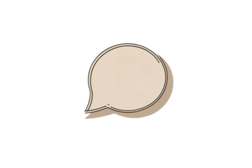 a tan speech bubble, with smooth edges and a shadow effect, designed to convey messages, it is suitable for a variety of projects, and it has no background