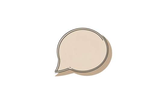 a tan speech bubble, with smooth edges and a shadow effect, designed to convey messages, it is suitable for a variety of projects, and it has no background