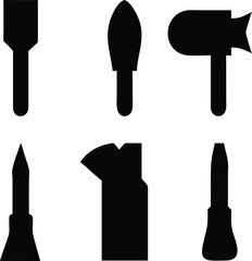 Silhouette Tools Collection Diverse Shapes Black on White Background Professional and DIY Equipment Variety of Construction and Repair Objects