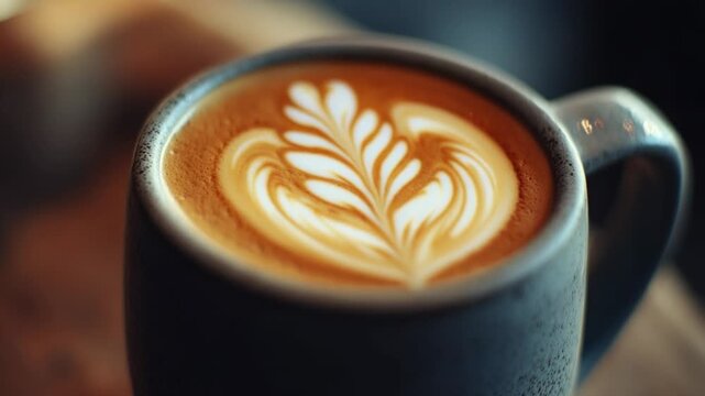A close-up view of a cup of coffee on a table, perfect for food or beverage related content