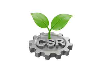 新緑芽生える歯車　CSRの未来　鮮やかな3D描写