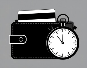 Wallet, credit card, and stopwatch