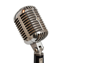 Fototapeta premium Vintage Microphone Classic Recording Studio Equipment, Retro Audio Technology