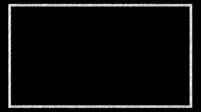 White scribble frame with glitch effect on black background