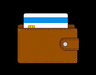Wallet with credit card inside.  Simple, flat design