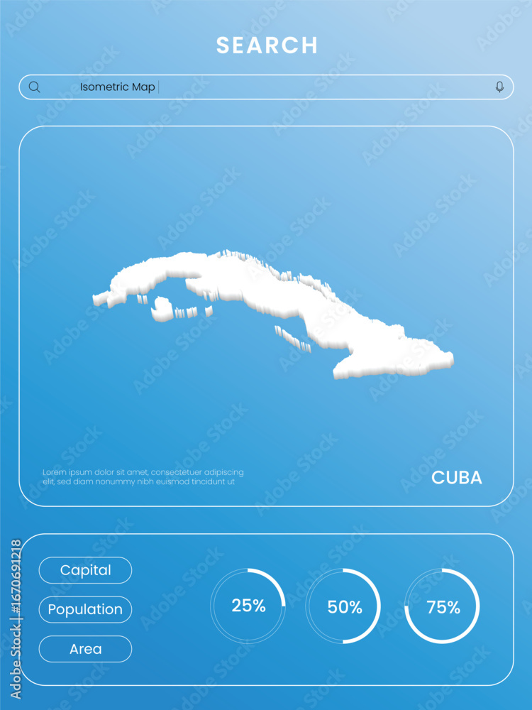 Aufkleber isometric map of cuba look like cloud for with infographic template layout for education or design e