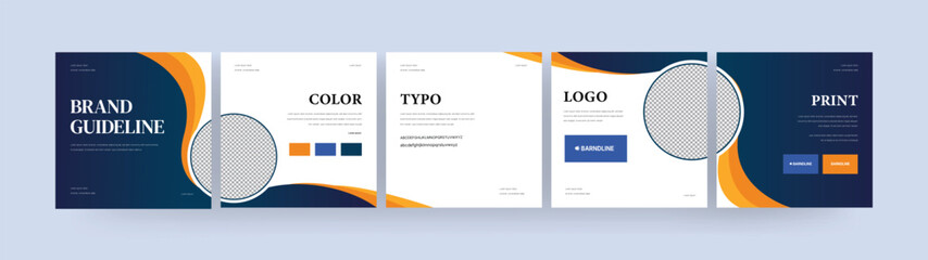 Brand guideline carousel banner template for social media post. instagram or linkedin brand identity tips series carousel layout design. Editable Carousel post for any business.
