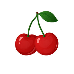 two cherries on a branch.vector illustration