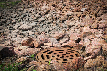 a stormwater drain management system in a commercial area designed to collect and manage surface...