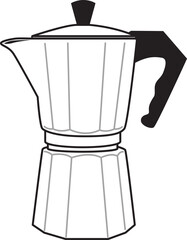 Moka Pot coffee maker black and white icon.