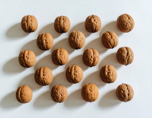 Walnuts arranged in a grid pattern