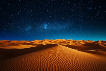 Desert landscape with a starry sky above