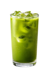 Matcha green tea with milk in the form of a drink and a white background image. Ai generate.