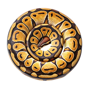 Ball python coiled pattern detailed close-up reptile texture transparent background