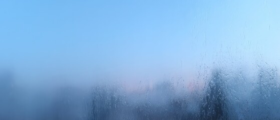 Soft Blue Morning Light Reflected on Frosted Window Glass