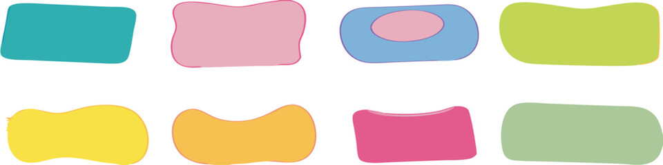 Blob shapes fluid organic set. Hand drawn empty rectangle speech bubbles blobs. Doodle organic shape. Quote minimalist frame template.  
