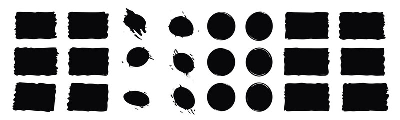 
Set of paint brush strokes, ink splatter and artistic design elements. Rough smears and stains. Ink brush strokes texture, grunge design, boxes, frames, banners. 